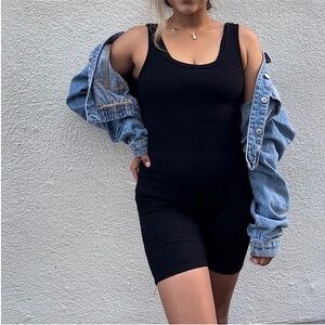 WOMENS SLEEVELESS JUMPSUIT RIBBED ROMPER ATHLETIC